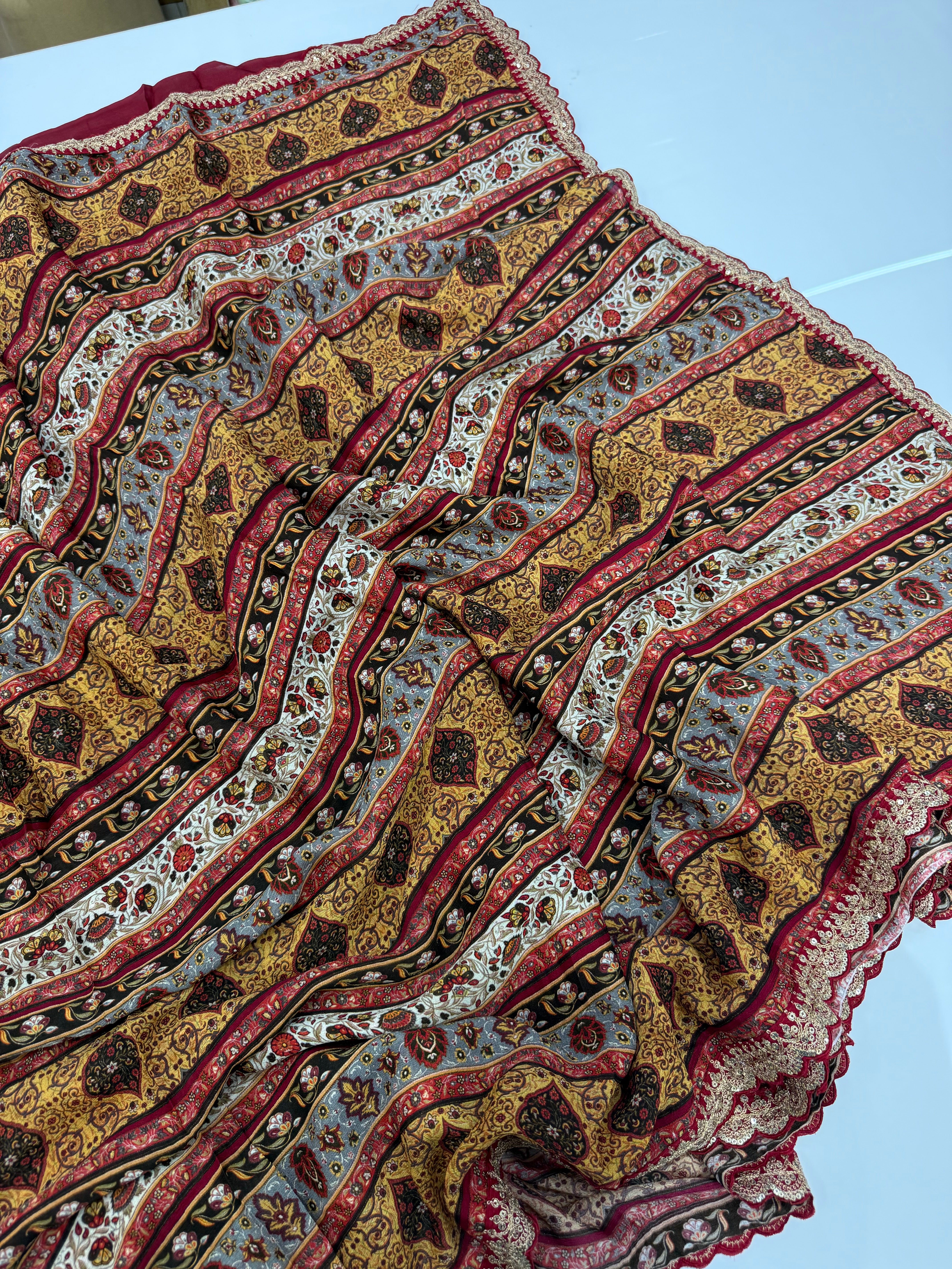 SSS-140 celebrity inspired laya sarees chinnon lace border.