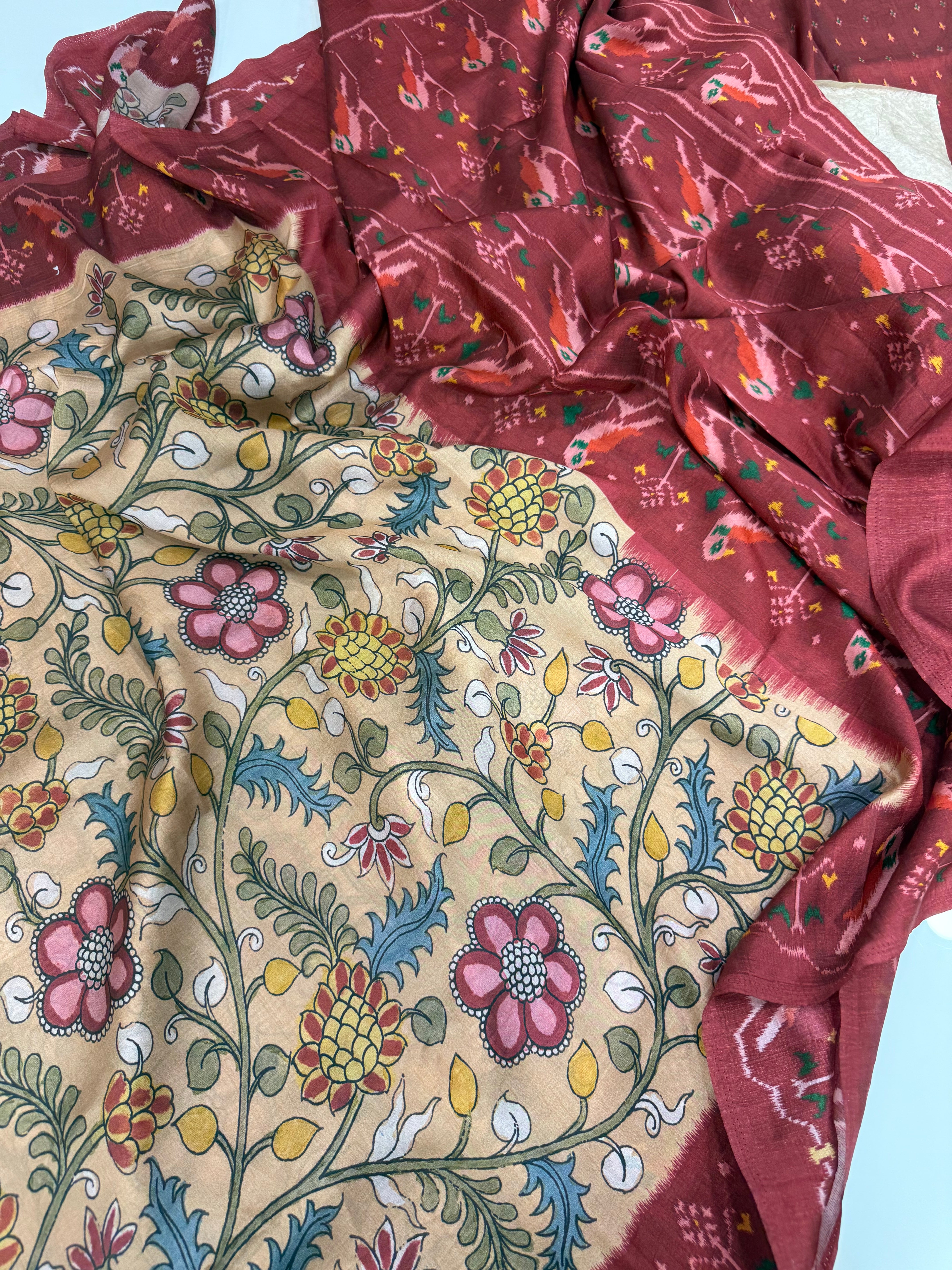 SSS-51 kalamkari pure tussar silk sarees