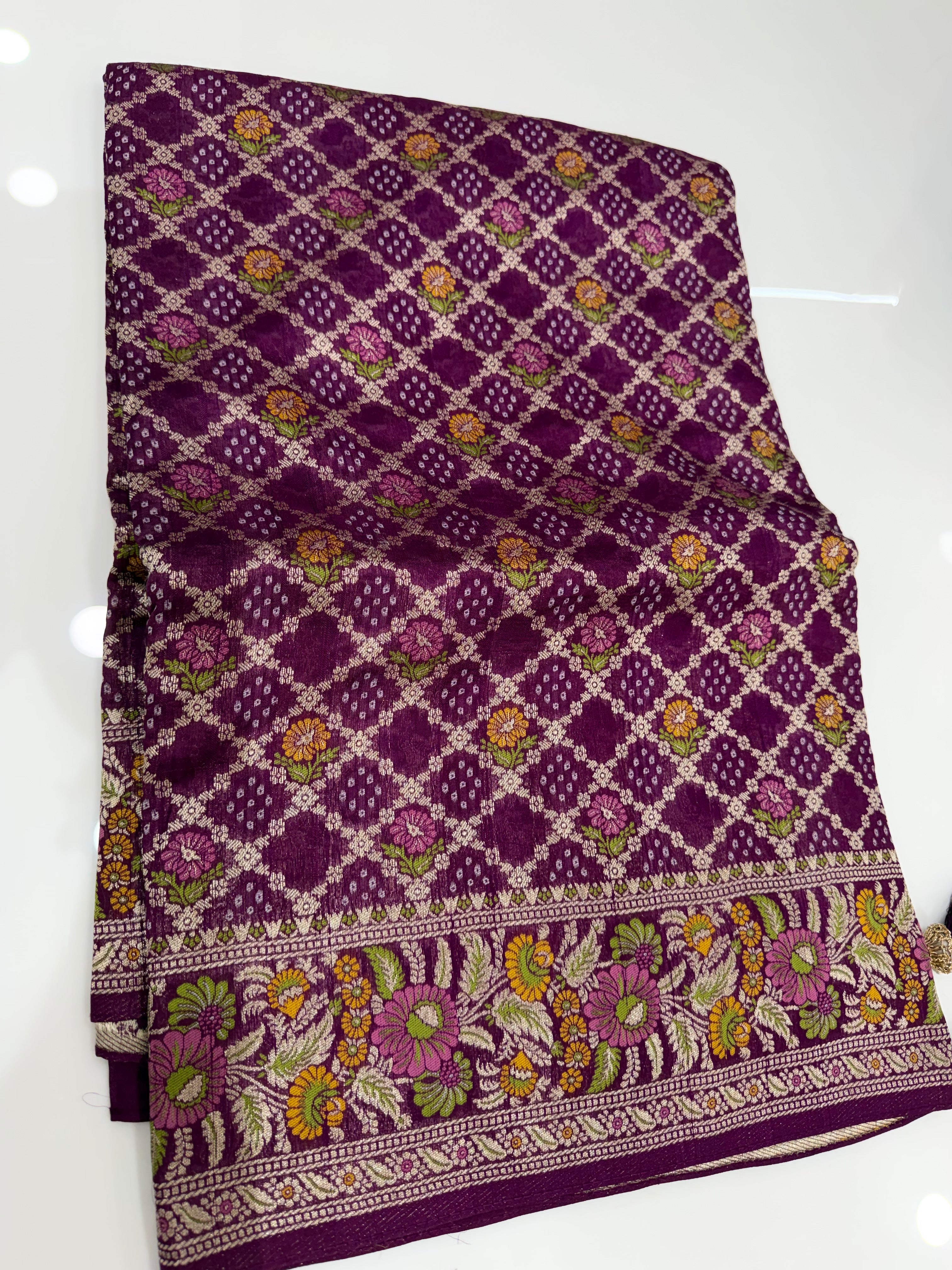 SSS-03 Tussar georgettee bandhini sarees