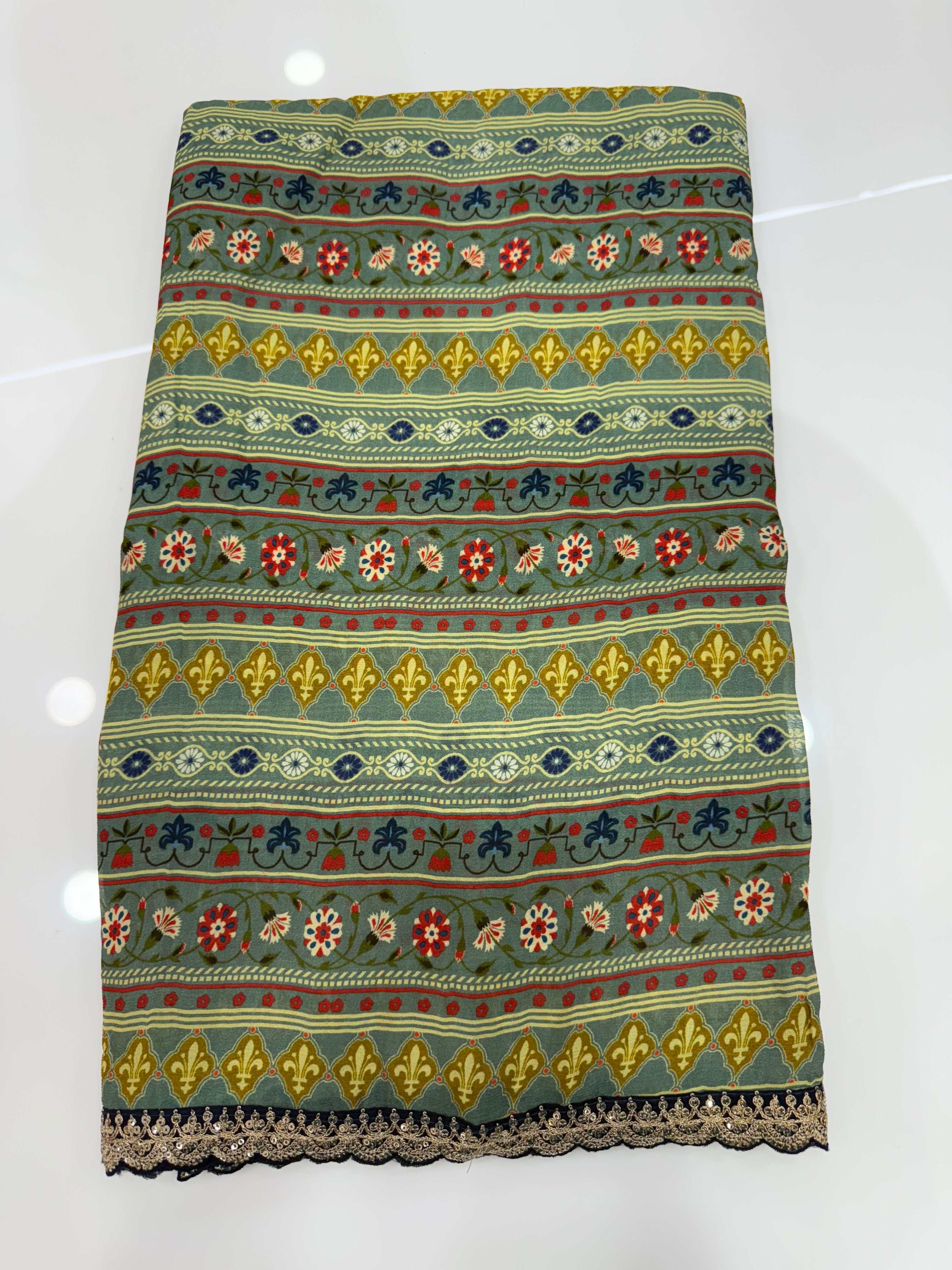 SSS-140 celebrity inspired laya sarees chinnon lace border.