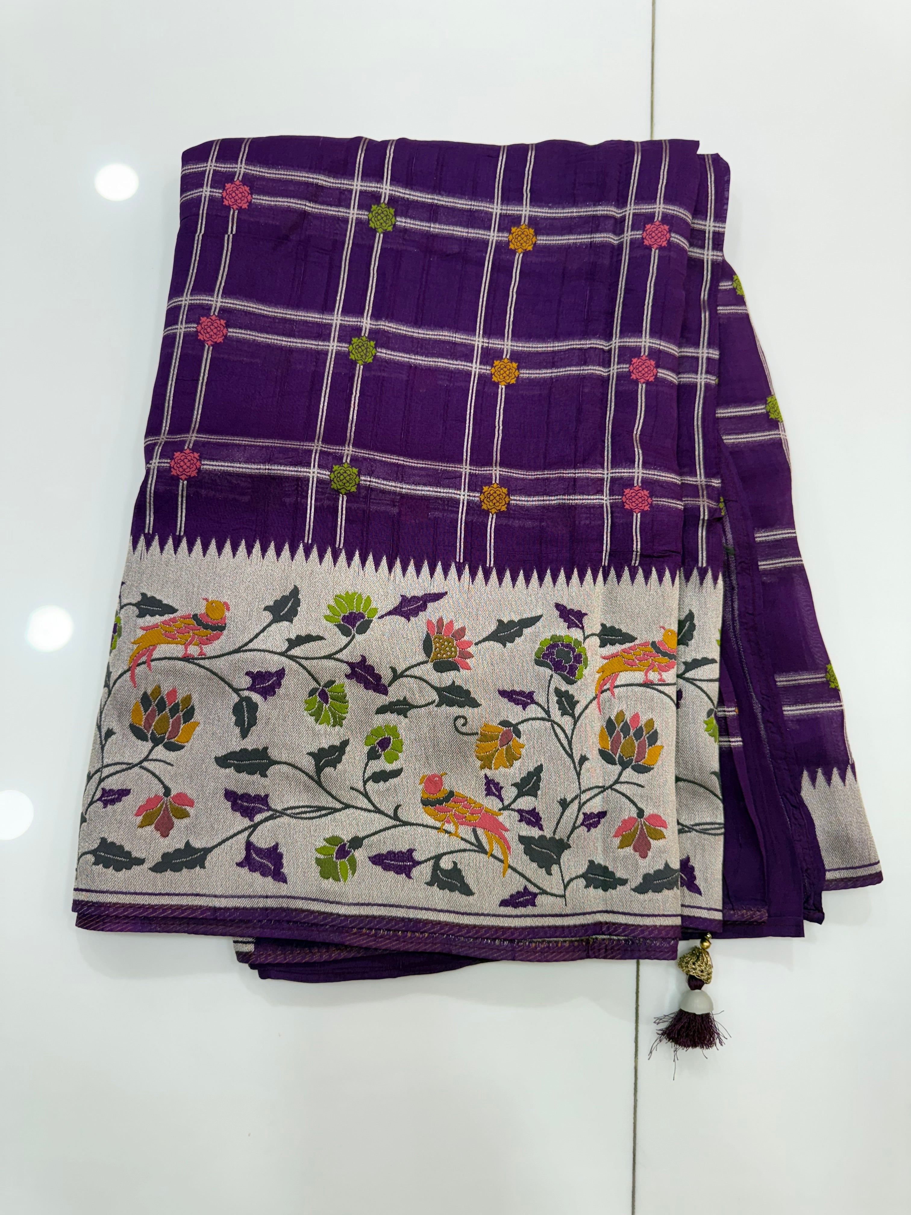SSS-57  munga tussar georgettee paithani