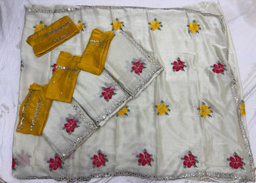 georgette with real mirror work