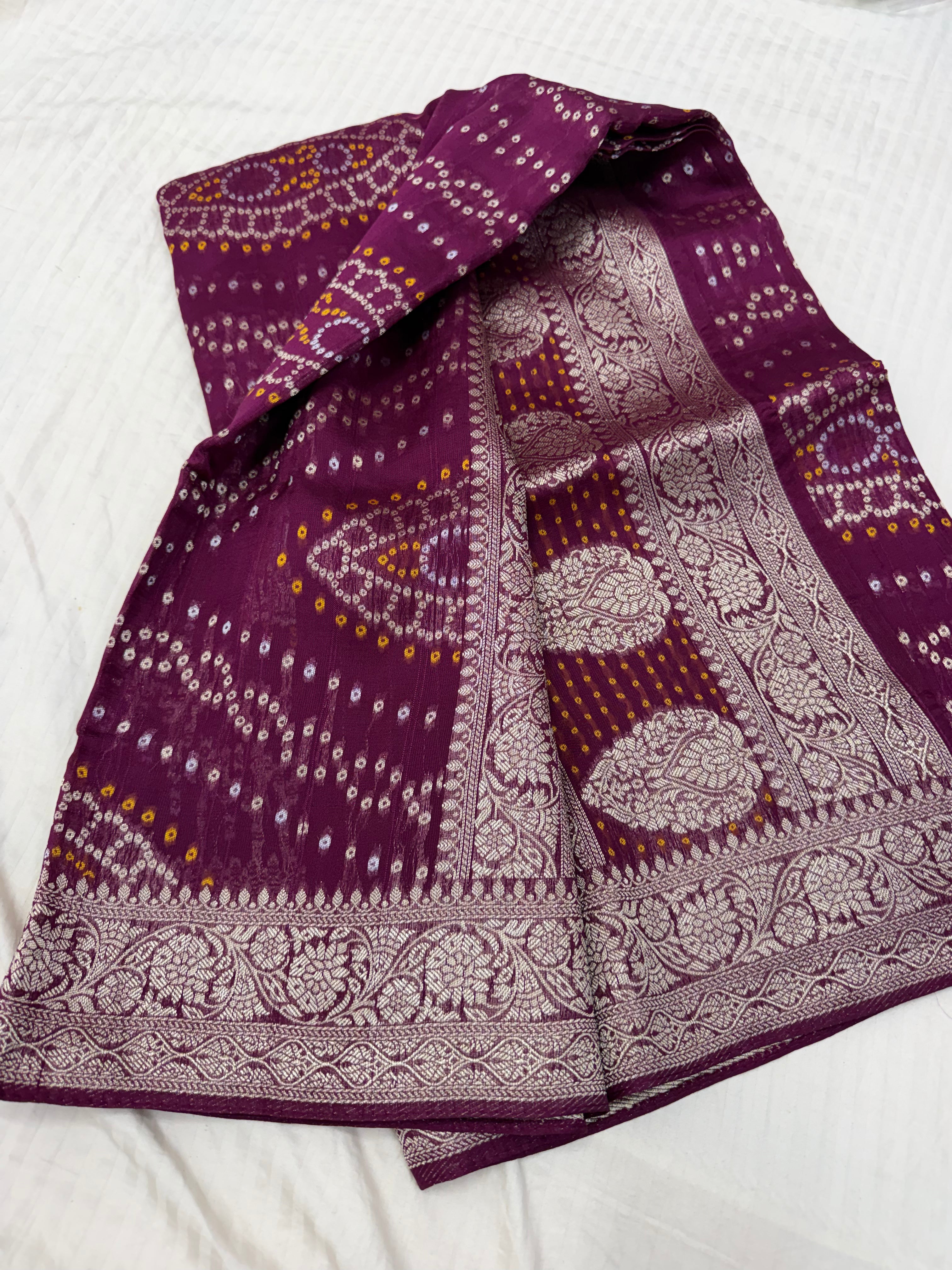 SSS-03 Tussar georgettee bandhini sarees